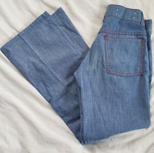 Lock Prest Vtg 1970's Distressed BootCut Denim Red Stitching, W26 x L29 Sears